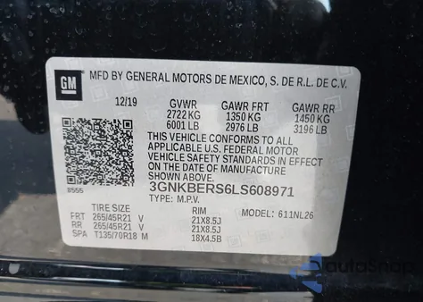 2020 Chevrolet Blazer Fwd Rs z USA, uszkodzony, nr VIN 3GNKBERS6LS608971